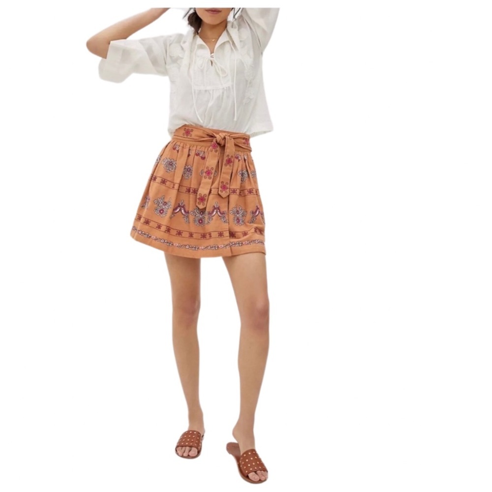 Anthropologie Meghan embroidered mini skirt